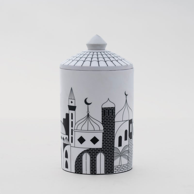 Homez Hilal Dome Candle Holder White and Black - Image 1